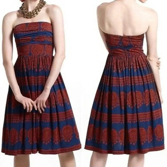 Anthropologie Dresses & Skirts - Anthropologie Girls From Savoy Oxidized Medallions Strapless Tulle Dress Size XS